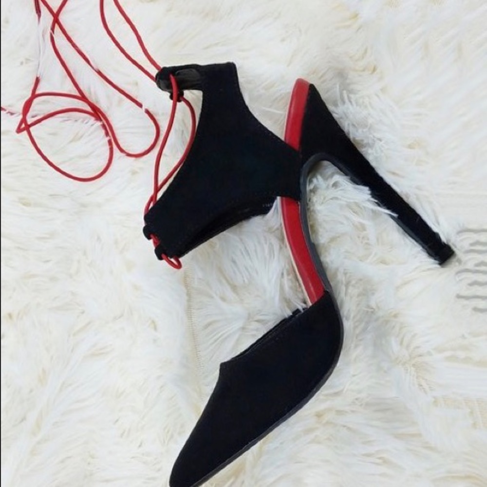 NEW Red/Black lace heels